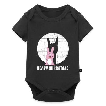 Heavy Christmas | Lustiger Metal Hase - Baby Premium Kurzarmbody - Schwarz - Vorne