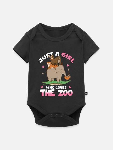 Mädchen liebt den Zoo – bunte Tierparade - Baby Premium Kurzarmbody - Schwarz