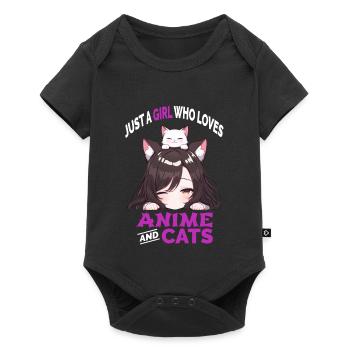 Juste une fille qui aime l’anime et les chats Manga Katzen - Body à manches courtes Premium Bébé - noir - Devant
