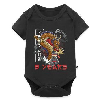 Dragon Ninja avec un style japonais 9 ans - Body à manches courtes Premium Bébé - noir - Devant