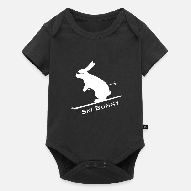 Lapin skieur - Body à manches courtes Premium Bébé - noir