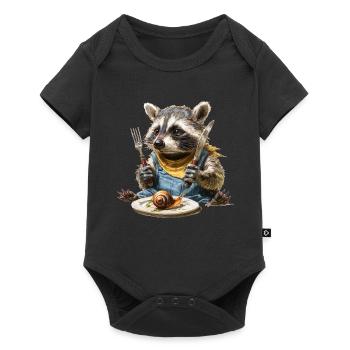 Raccoon chef with fork and knife - Baby Premium short-sleeve bodysuit - black - Front