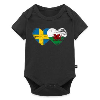 Cœur du drapeau Suède du Pays de Galles utilisé - Body à manches courtes Premium Bébé - noir - Devant