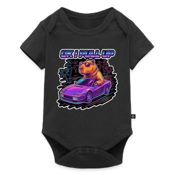 OK I Pull Up Capybara Retro - Baby Premium Kurzarmbody - Schwarz - Vorne