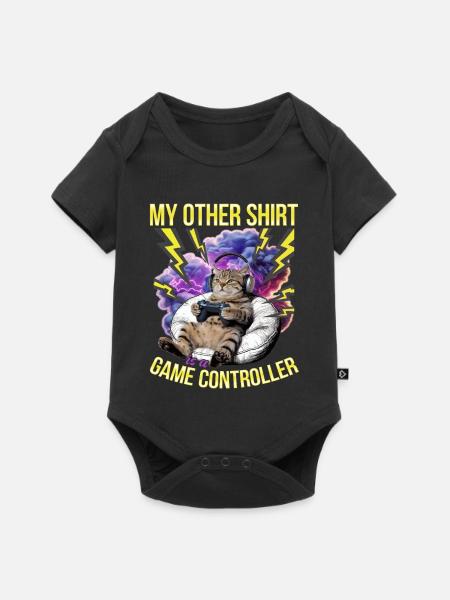 Funny Gaming Gamer Cat - Baby Premium Kurzarmbody - Schwarz