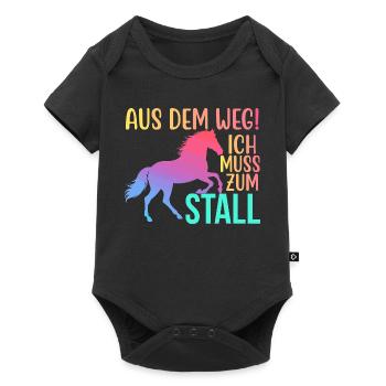 Aus dem Weg Ich muss zum Stall Reiten Reiterin - Baby Premium Kurzarmbody - Schwarz - Vorne