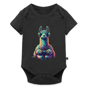 Llamma Gaming Jeux Animaux Jeux Drôle Llamma - Body à manches courtes Premium Bébé - noir - Devant