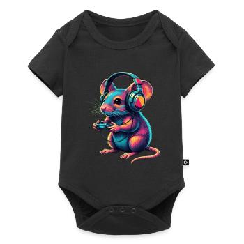 Jeu de souris Jeux vidéo d’animaux Souris drôle - Body à manches courtes Premium Bébé - noir - Devant
