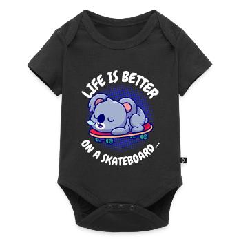 Koala Skateboard: Life Is Better - Baby Premium Kurzarmbody - Schwarz - Vorne