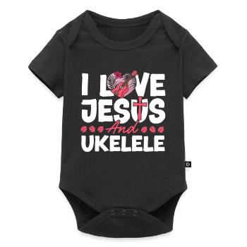 Hawaiian Ukulele Uke Jesus Faith - Baby Premium Kurzarmbody - Schwarz - Vorne