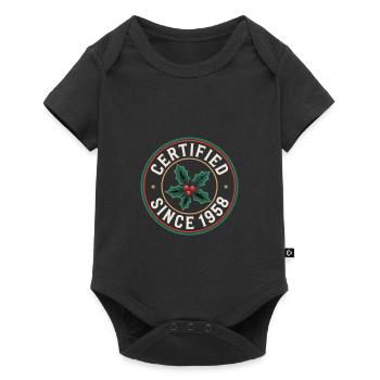 Certified Since 1958 Weihnachtsmotiv Stechpalme - Baby Premium Kurzarmbody - Schwarz - Vorne