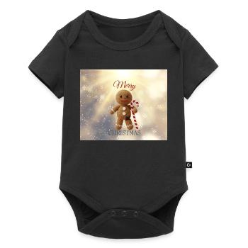 Gingerbread Man with Candy Cane Christmas - Baby Premium short-sleeve bodysuit - black - Front