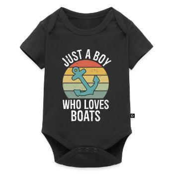 Just a Boy Who Loves Boats Retro Boys Bday Boat - Baby Premium short-sleeve bodysuit - black - Front