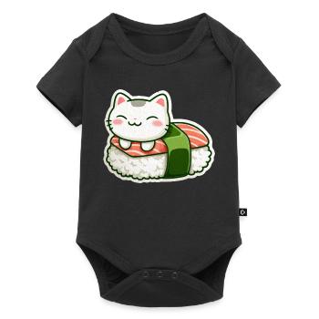 Kawaii Sushi Cat en Roll - Body à manches courtes Premium Bébé - noir - Devant