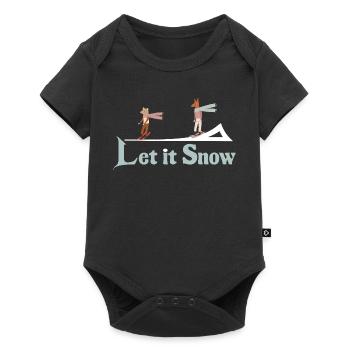 Let It Snow Winter Illustration - Baby Premium Kurzarmbody - Schwarz - Vorne