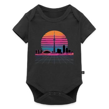 Neon Skyline Retro Sunset - Baby Premium short-sleeve bodysuit - black - Front