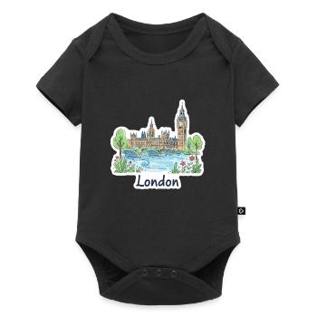 Illustrations du pont parlementaire Big Ben Skyline de Londres - Body à manches courtes Premium Bébé - noir - Devant