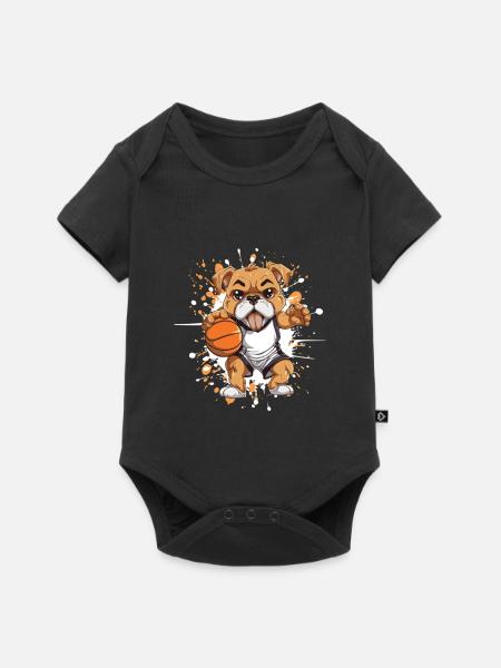 Basketball Bulldog im Comicstil - Baby Premium Kurzarmbody - Schwarz