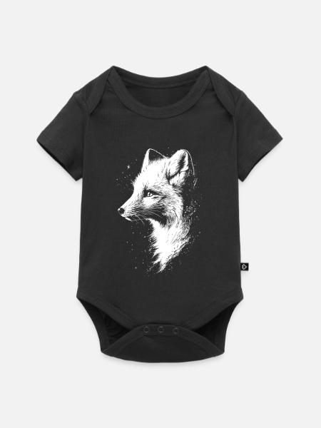 Polarfuchs Schneefuchs Eisfuchs Süßer Weißer Fuchs - Baby Premium Kurzarmbody - Schwarz