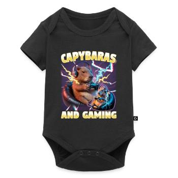 Joueur Drôle de Capybara - Body à manches courtes Premium Bébé - noir - Devant