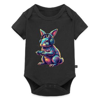 Jeux de lapins Jeux vidéo d’animaux Plaisir - Body à manches courtes Premium Bébé - noir - Devant