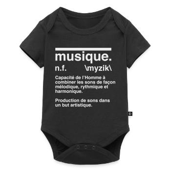 Musique Définition Style Dictionnaire - Body à manches courtes Premium Bébé - noir - Devant