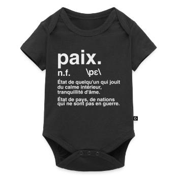 Paix Définition Style Dictionnaire - Body à manches courtes Premium Bébé - noir - Devant