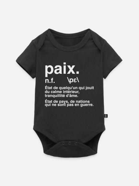 Friedensdefinitions-Wörterbuchstil - Baby Premium Kurzarmbody - Schwarz