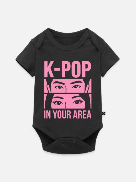 K-Pop Blick Pink in Area - Baby Premium Kurzarmbody - Schwarz