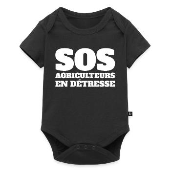 agriculteur, agriculture, tracteur, paysan - Body à manches courtes Premium Bébé - noir - Devant