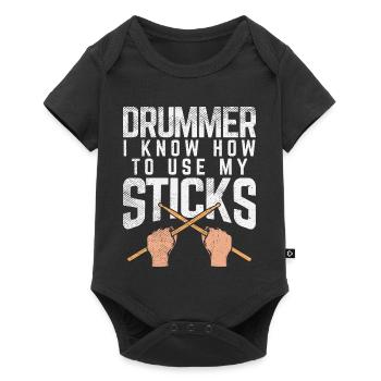 Le batteur sait comment utiliser mes baguettes design de t-shirt - Body à manches courtes Premium Bébé - noir - Devant