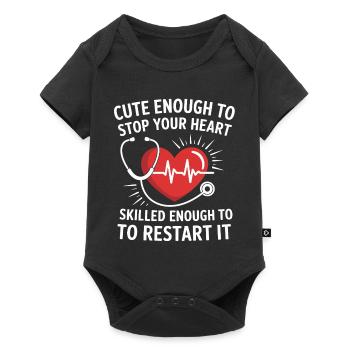 Motif de redémarrage cardiaque avec stéthoscope - Body à manches courtes Premium Bébé - noir - Devant