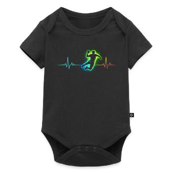 Battement de cœur de handball - Body à manches courtes Premium Bébé - noir - Devant