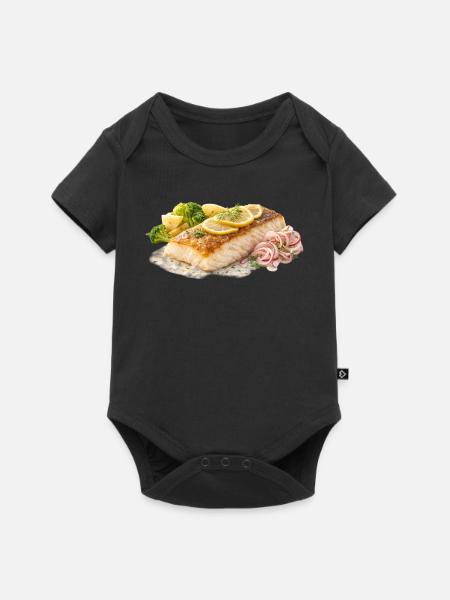 Zitronen Dill Lachsfilet - Baby Premium Kurzarmbody - Schwarz