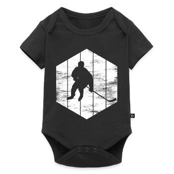 Eishockeyspieler Zeichnung - Baby Premium short-sleeve bodysuit - black - Front