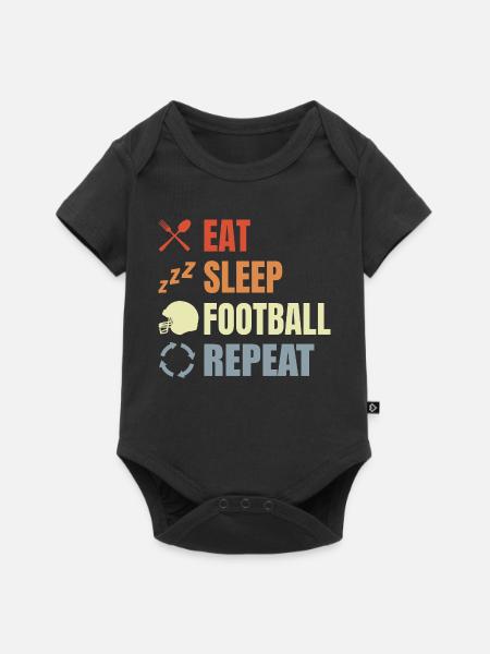 Eat Sleep Football Repeat - Baby Premium Kurzarmbody - Schwarz