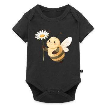 Flower Bee Happy Flower - Baby Premium short-sleeve bodysuit - black - Front