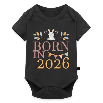 Bébé né en 2026 Né en 2026 Petit lapin mignon - Body à manches courtes Premium Bébé - noir - Devant