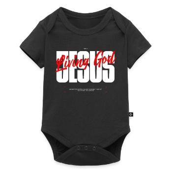 Lebender Gott Typografie Tee - Baby Premium Kurzarmbody - Schwarz - Vorne
