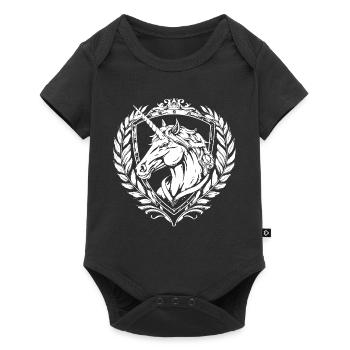 Blason de licorne en couronne de laurier - Body à manches courtes Premium Bébé - noir - Devant