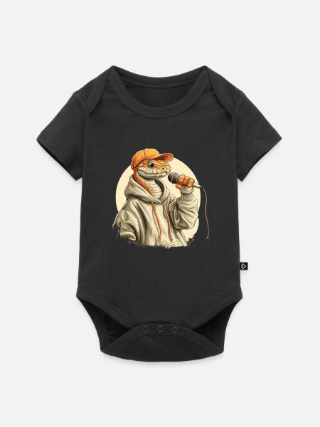 Rappende Schlange im Hoodie - Baby Premium Kurzarmbody - Schwarz