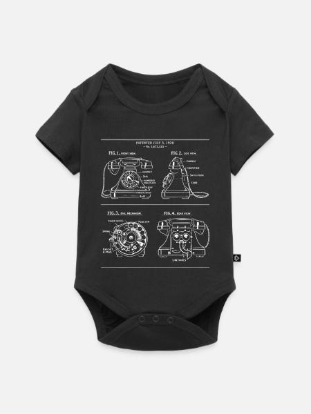 Retro Rotary Phone Blueprint - Baby Premium Kurzarmbody - Schwarz