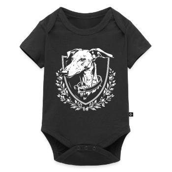 Emblème du chien avec laurier - Body à manches courtes Premium Bébé - noir - Devant