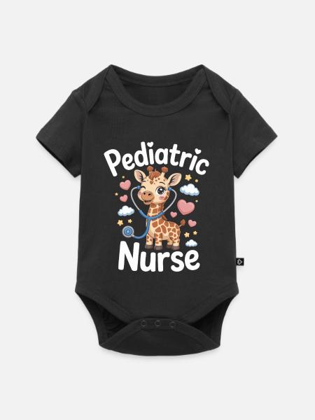 Pädiatrische Giraffenpflegerin - Baby Premium Kurzarmbody - Schwarz