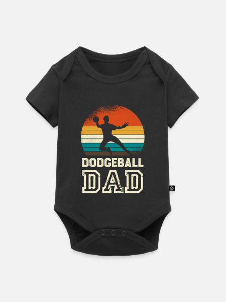 Dodgeballdad im Retro Sunset - Baby Premium Kurzarmbody - Schwarz