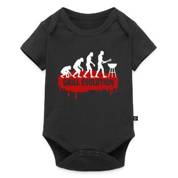 Grill Evolution Lustiger Grillmeister Spruch - Baby Premium Kurzarmbody - Schwarz - Vorne