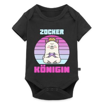 zocker königin gamerin - Baby Premium Kurzarmbody - Schwarz - Vorne