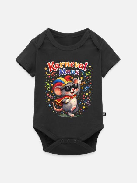 Karneval Maus Damen Süßes Fasching Kostüm - Baby Premium Kurzarmbody - Schwarz