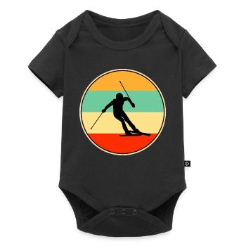 Retro Skier Silhouette Vintage Winter Sports Art - Baby Premium short-sleeve bodysuit - black - Front