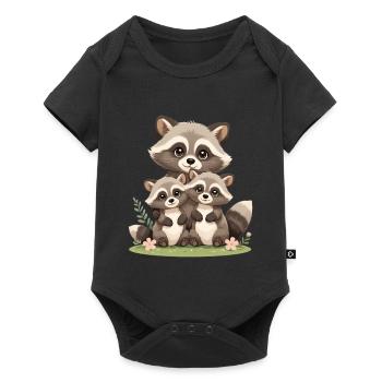 Illustration du Trio de la famille des ratons laveurs - Body à manches courtes Premium Bébé - noir - Devant